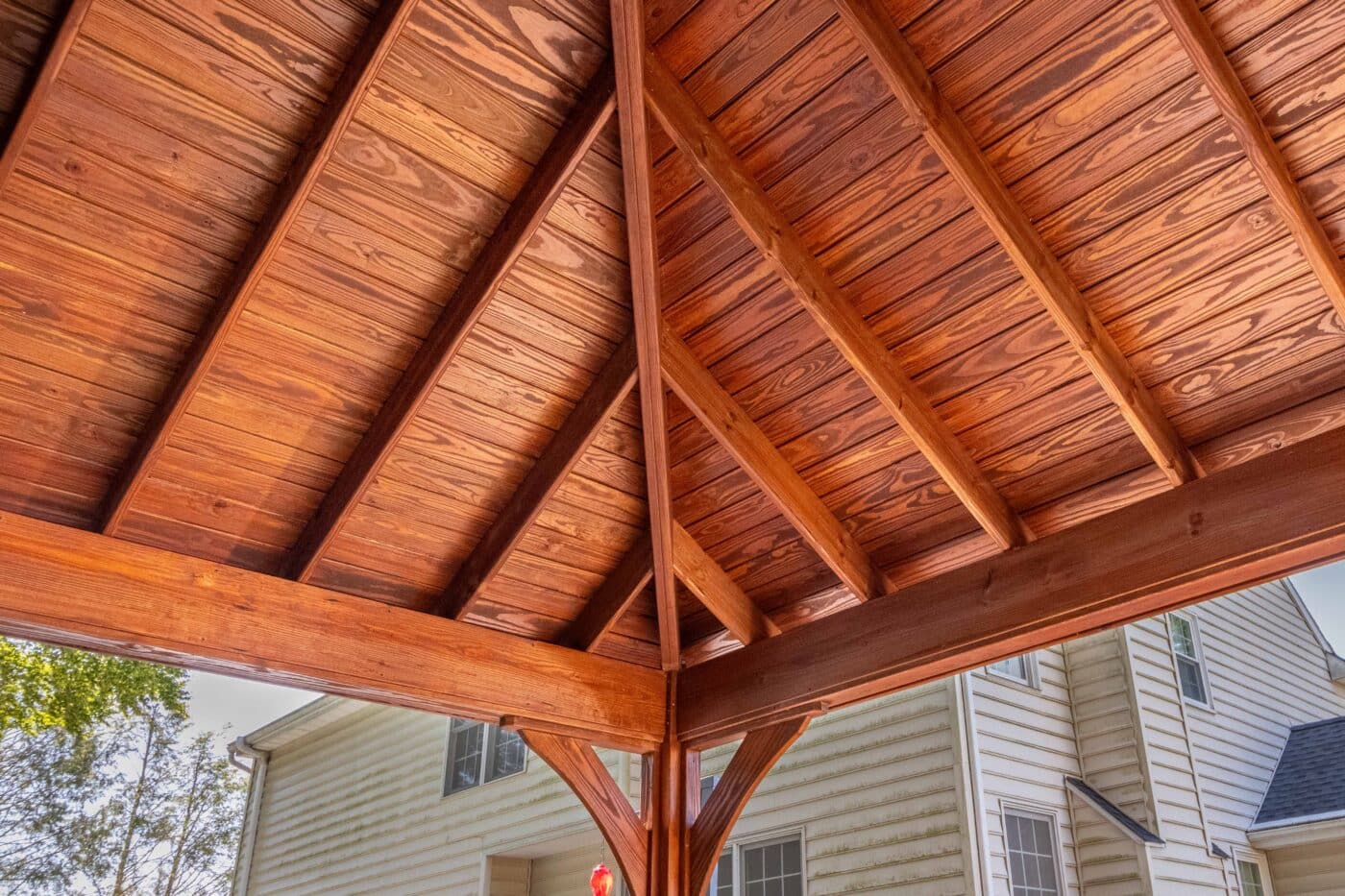 Corder of 20x24 Cheyenne Pavilion showcasing the interior ceiling