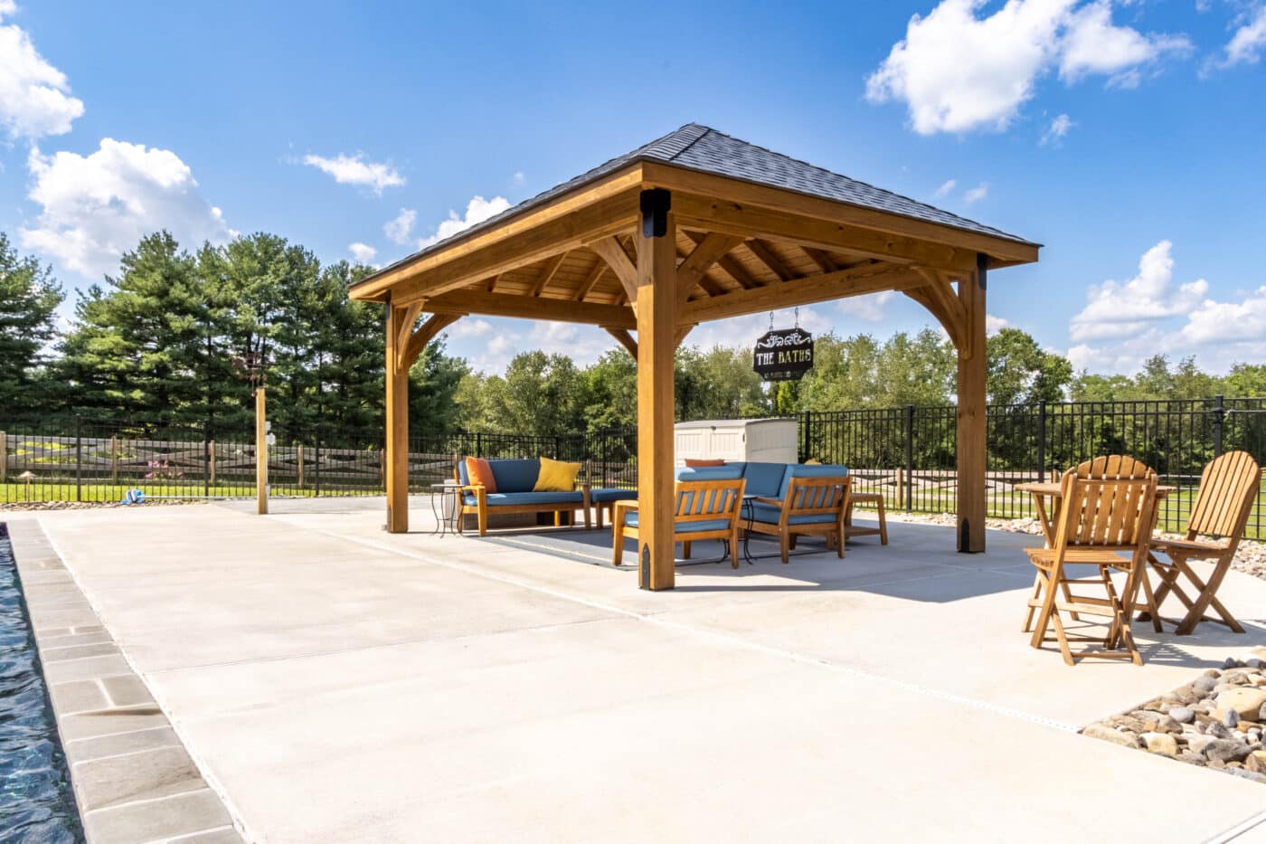 Back corner view of 12x16 Cheyenne Wood Pavilion