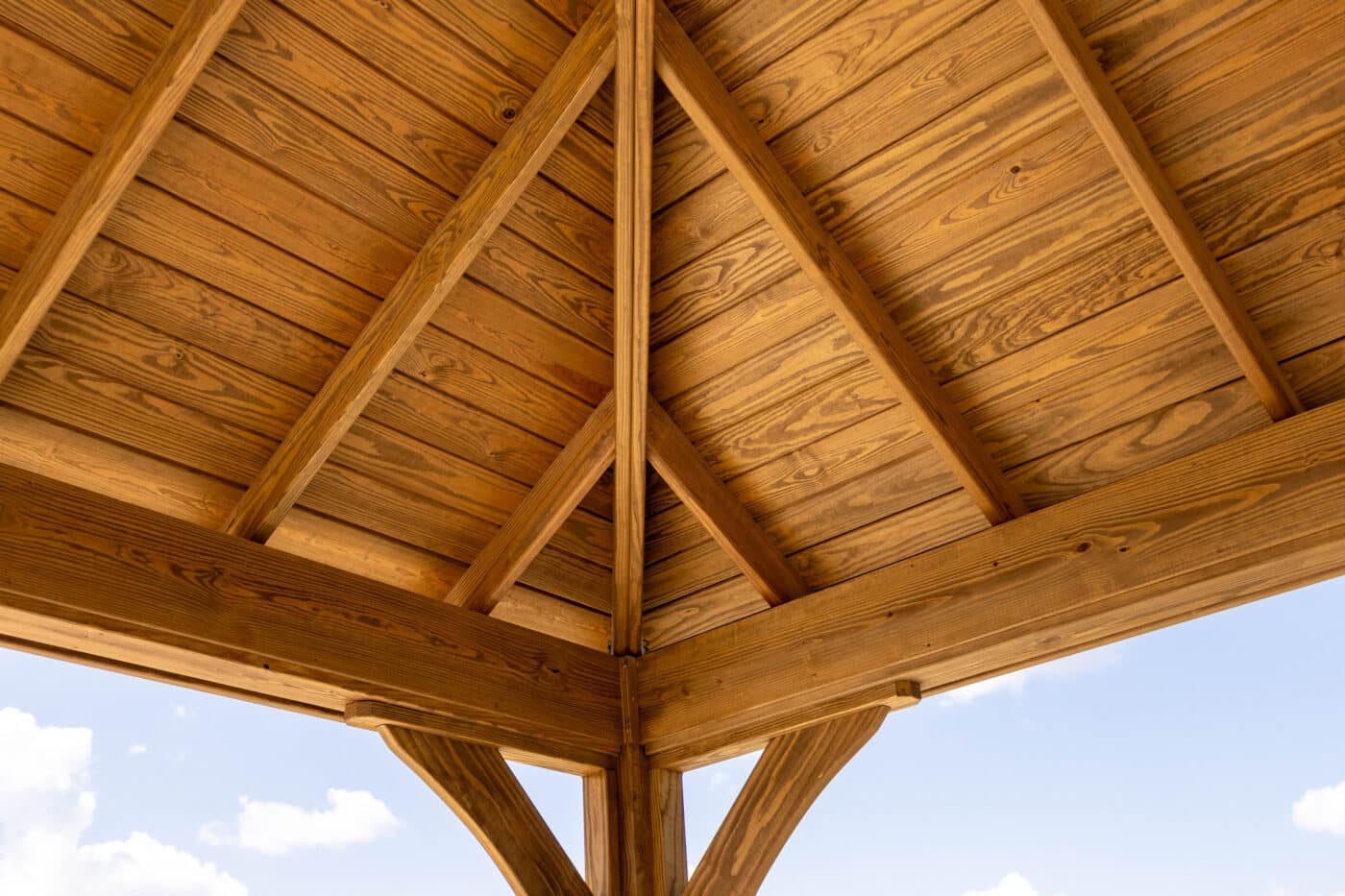 Corner interior view of 12x16 Cheyenne Wood Pavilion