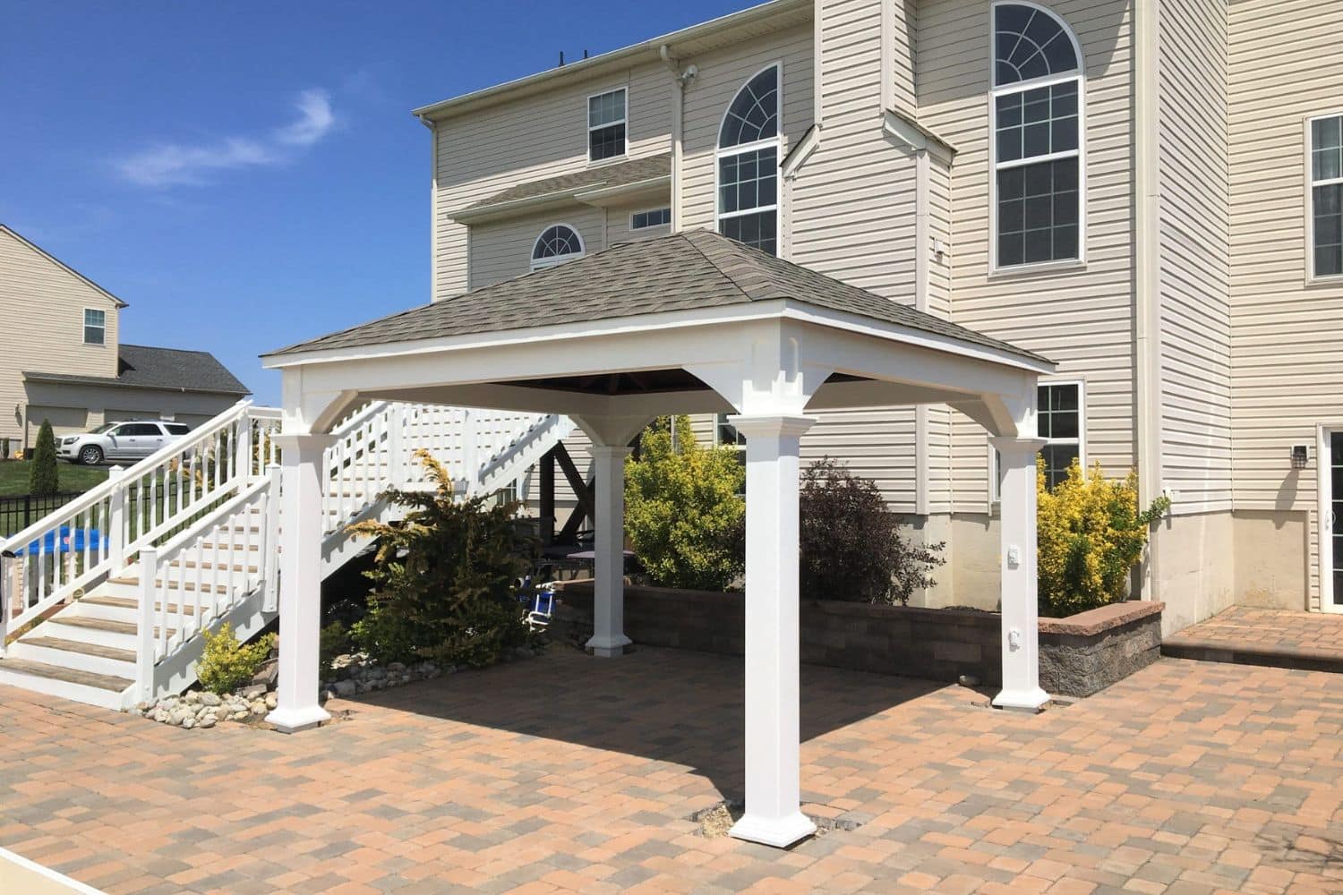 12x14 Shoreline Vinyl Pavilion 1 12×14 Shoreline Vinyl Pavilion besides home and staircase