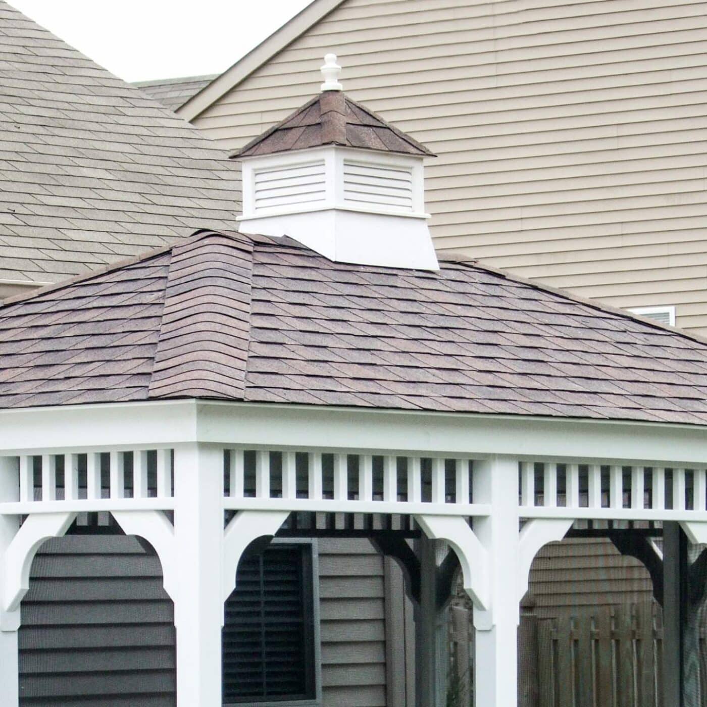 The Vinyl Oval Gazebo 6 View of cupola on top of rectangle vinyl gazebo