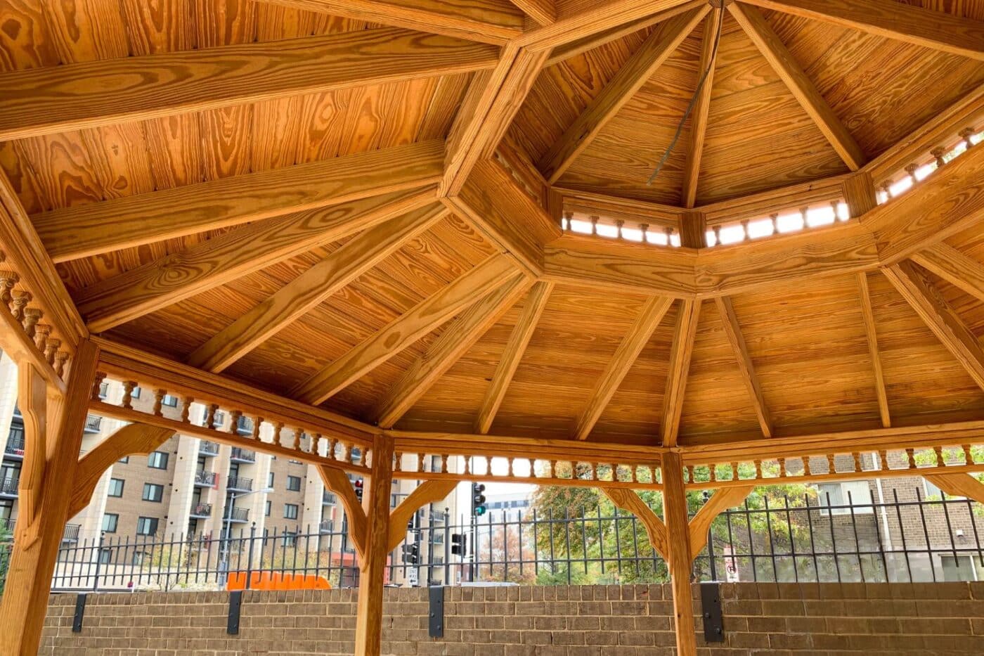 Inside ceiling of 14x14 Octagon Wood Gazebo