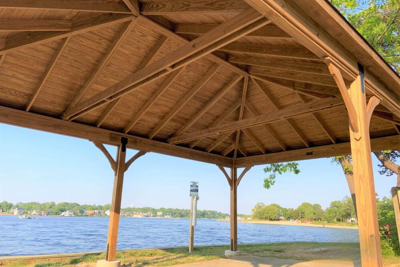 Underside/interior or 16x25 lakefront wooden pavilion