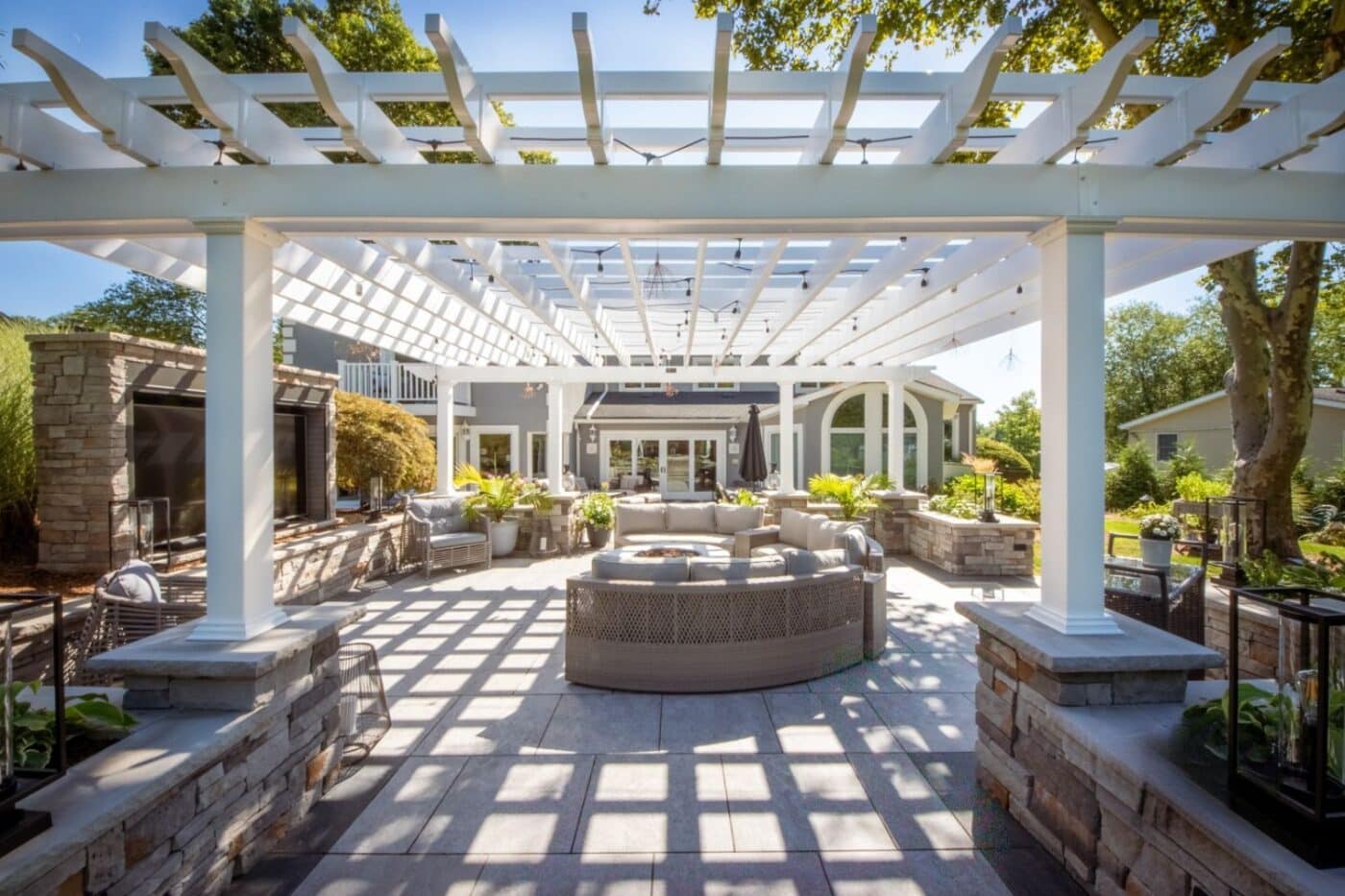 Underneath elegant 18x22 Carolina Vinyl Pergola