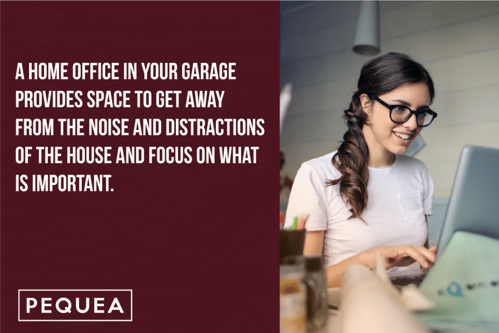 The Best Ways To Use A Prefab 2 Car Garage With Loft 3 Image of a woman on computer in her home office garage