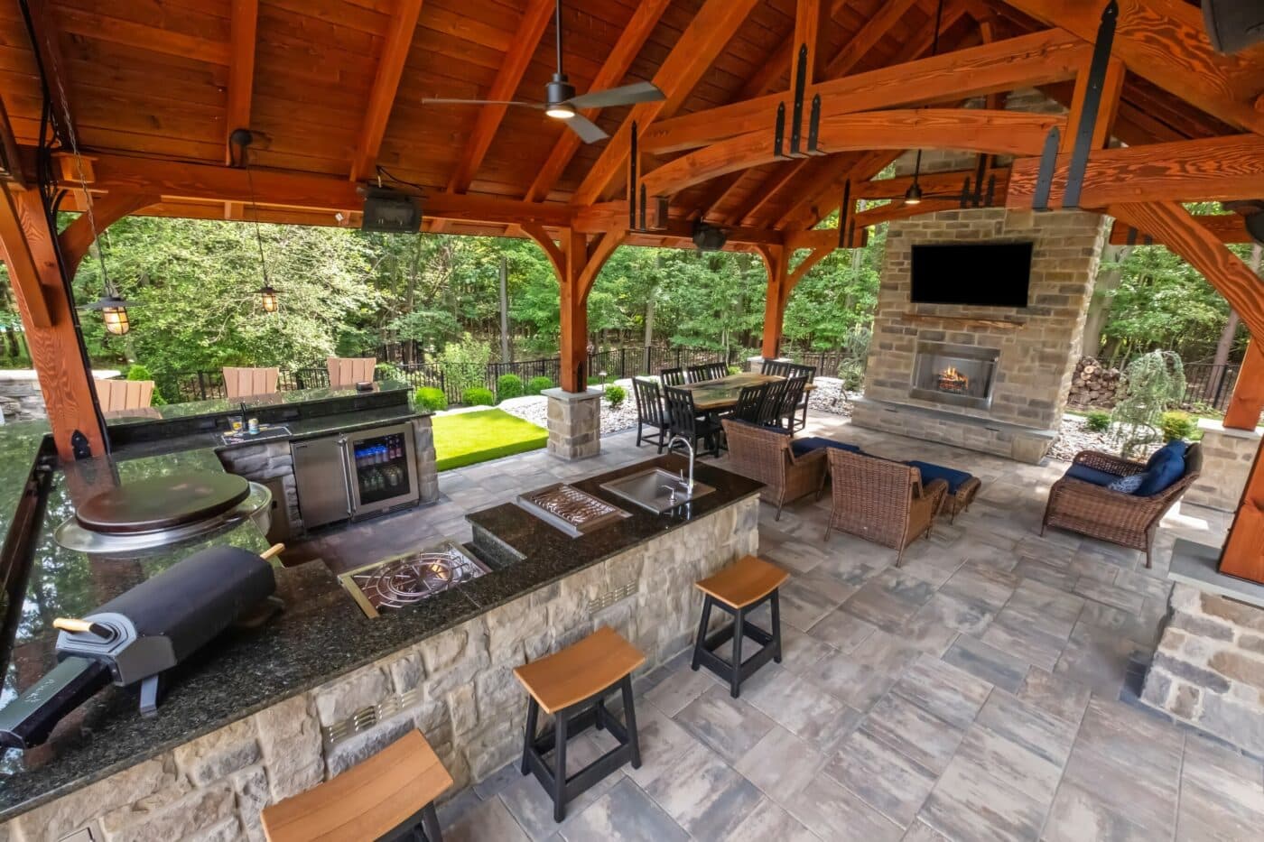 Inside 20x30 Grand Teton Timber FRame Pavilion