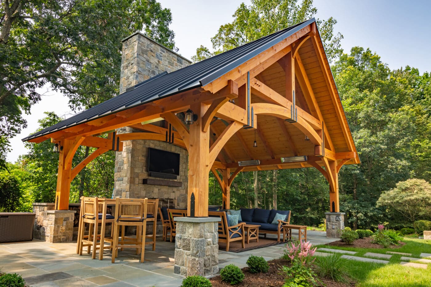 24x16 Timber Frame Pavilion at an angle