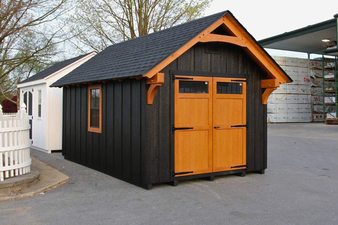 Timber Frame Siding 2 Black Lancaster Shed with LP Board and Batten Siding