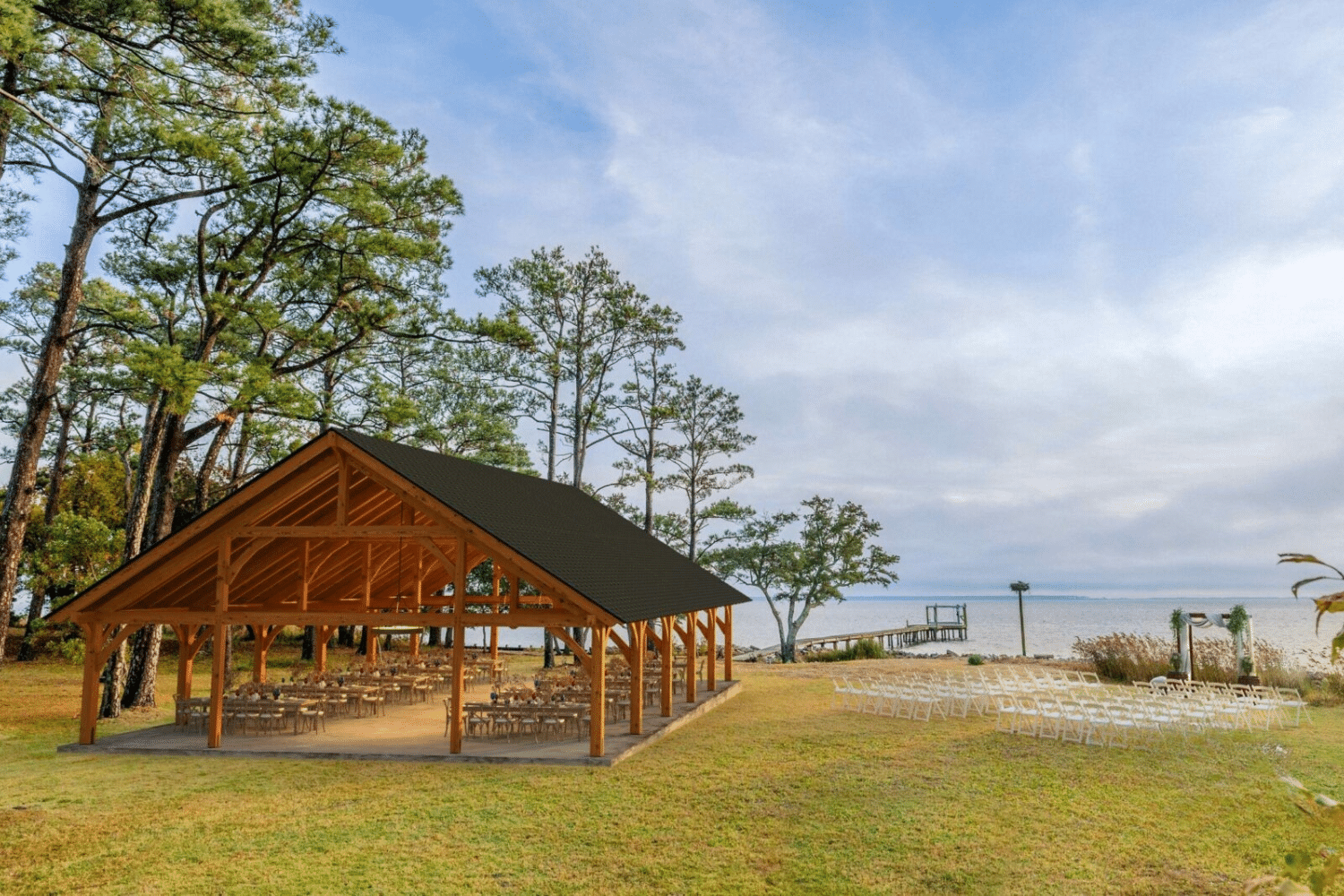 40x60 Denali Timber Frame Pavilion 1 40x60 Denali Timber Frame Pavilion by the lake