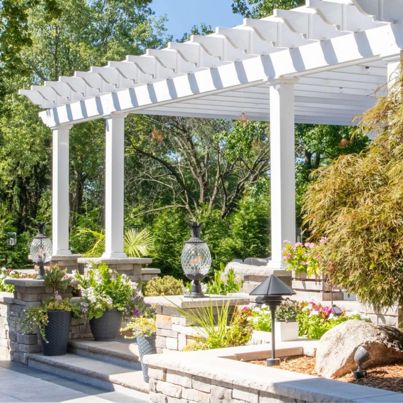 The Carolina Pergola 3 View of Carolina Columns in garden