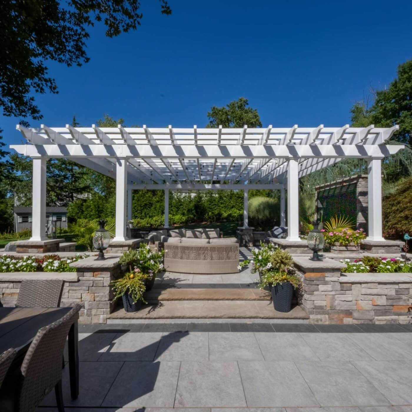 The Carolina Pergola 2 Vinyl Carolina Size of Pergolas over garden and seating area