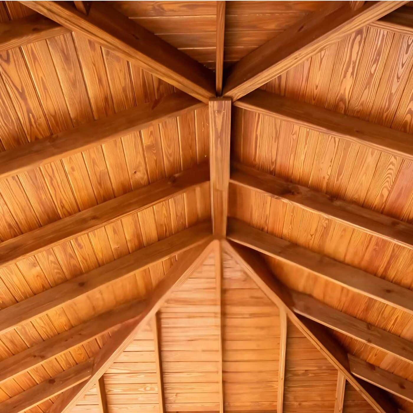 The Cheyenne Pavilion 5 View of traditional southern pine used to make this Cheyenne pavilion's ceiling