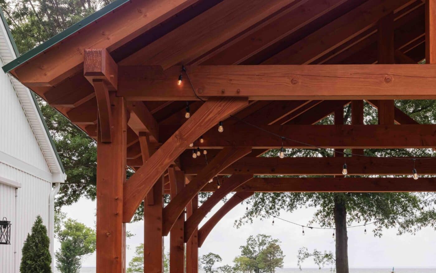 Corner of 38x30 Kingston Pro Timber Frame Pavilion