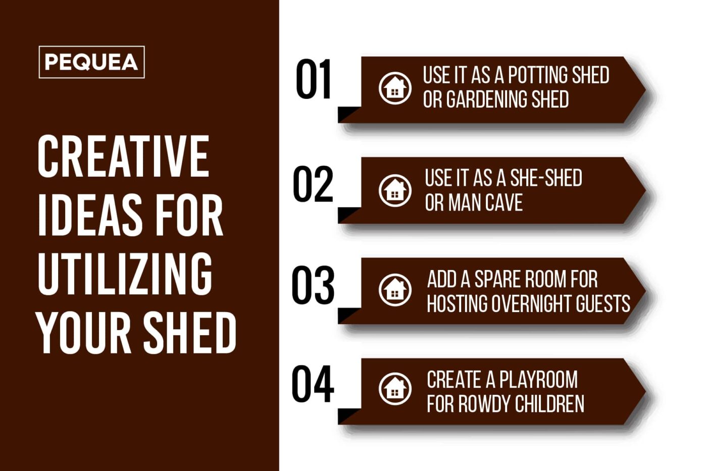 Graphic listing creative ways to use sheds 