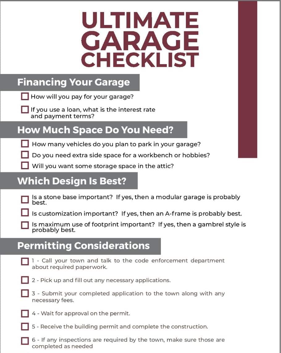 The Ultimate Guide to Preparing for a Prefab Garage 12 Ultimate Garage Checklist Pequea graphic