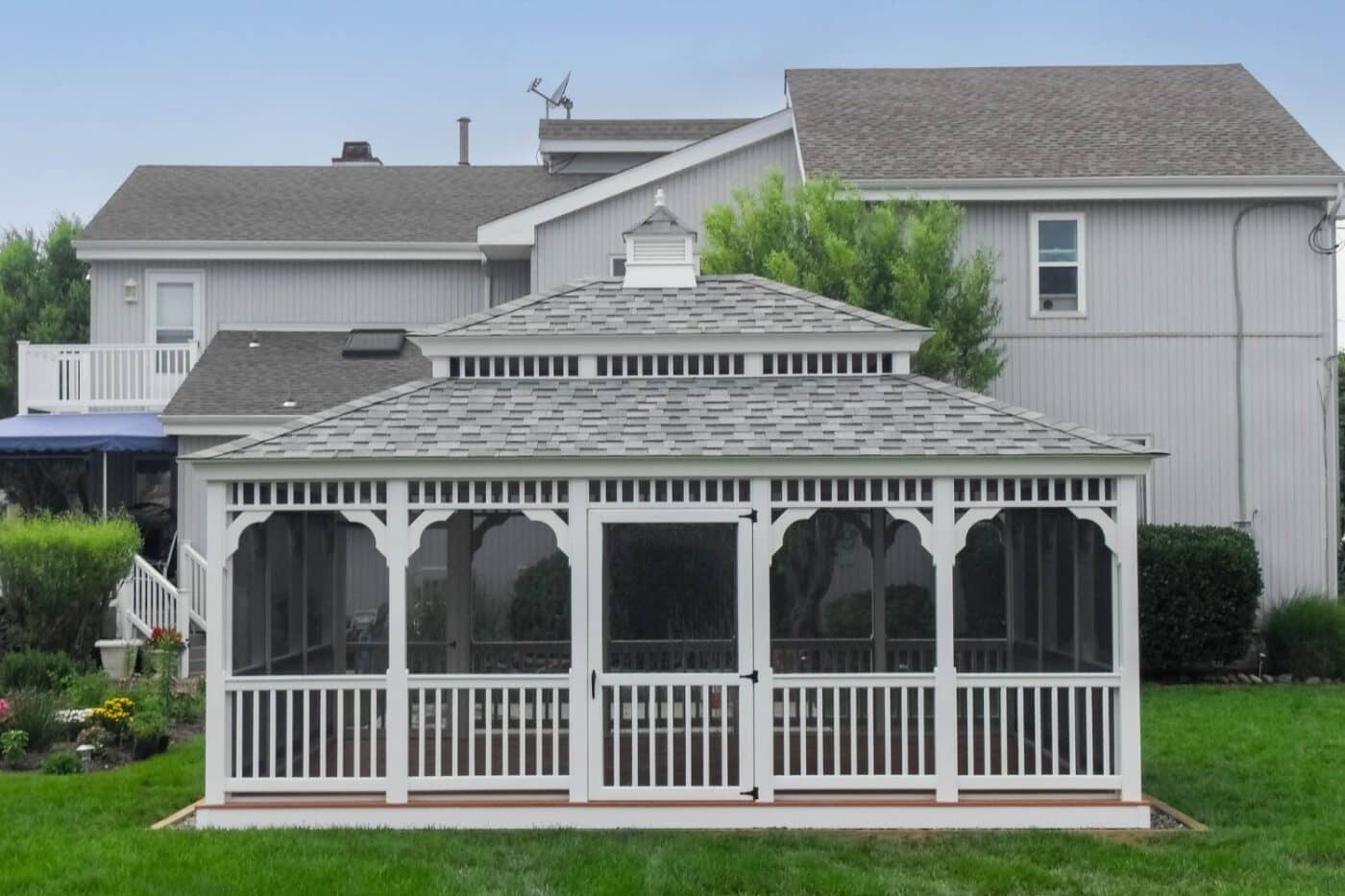 Roof Styles 4 White, rectangle Gazebo with Double Roof