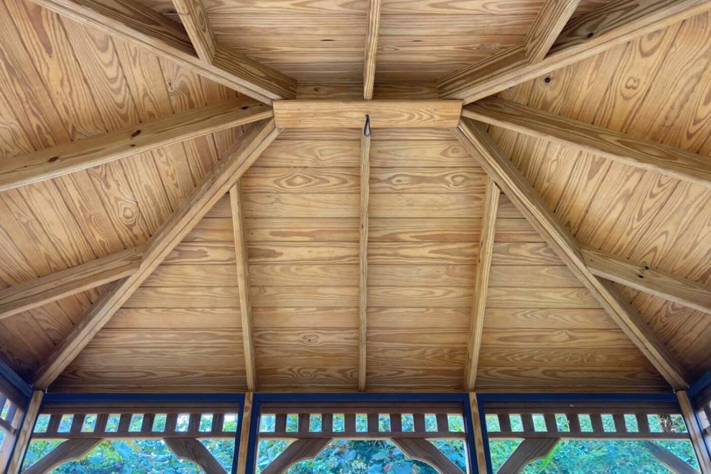 Inside ceiling of 10x12 Wood Rectangle Gazebo
