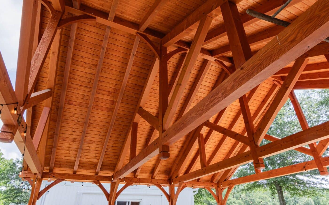 Inside ceiling of 38x30 Kingston Pro Timber Frame Pavilion
