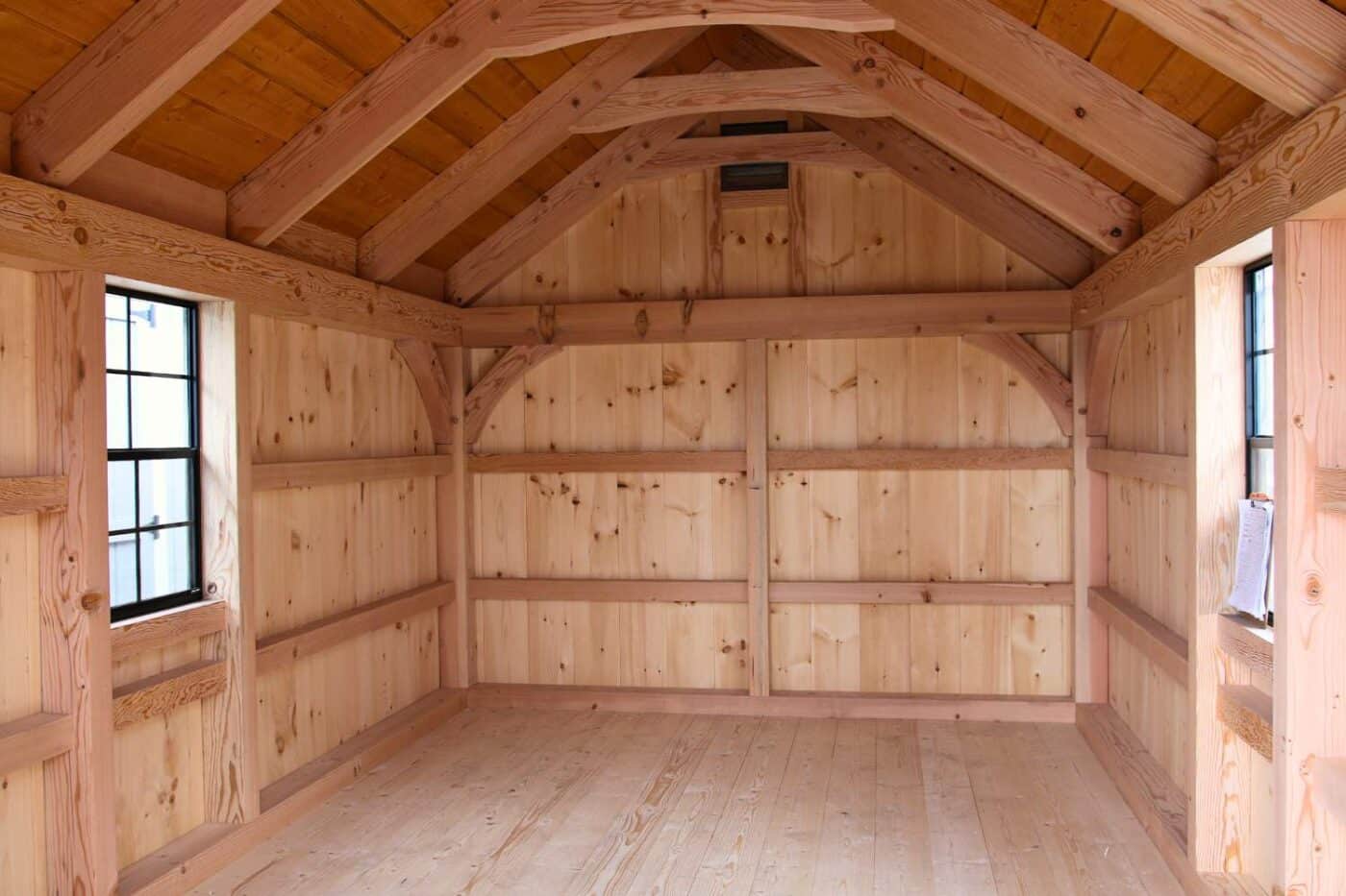 The Lancaster Shed 2 Inside full timber frame shed