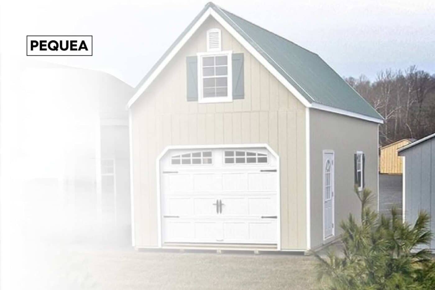 Image of prefab garage with a second story for living quarters