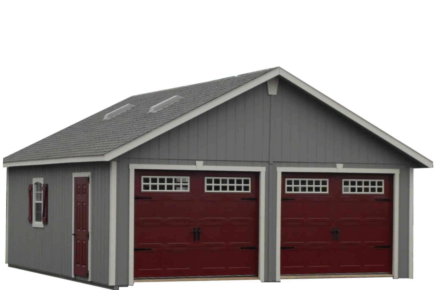 The Modular Garage 47 Gray and red modular garage with no background