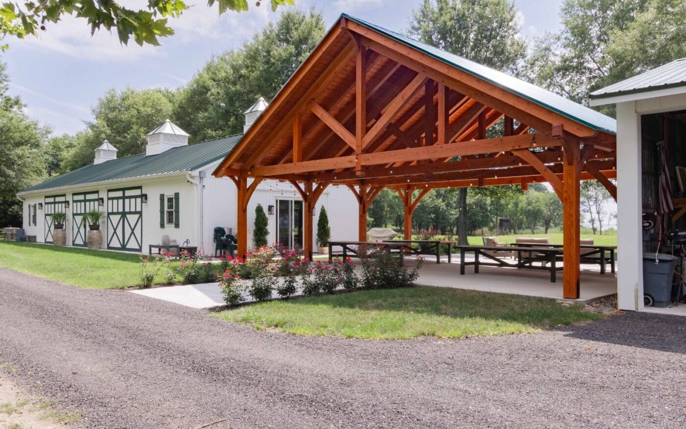 Side of 38x30 Kingston Pro Timber Frame Pavilion