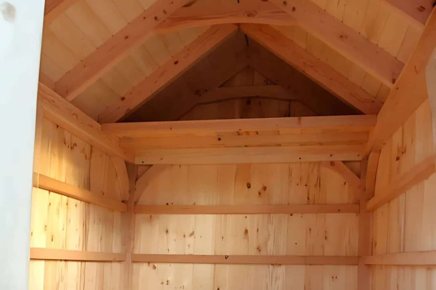Lofts and Shelves 1 View of loft inside timber frame shed