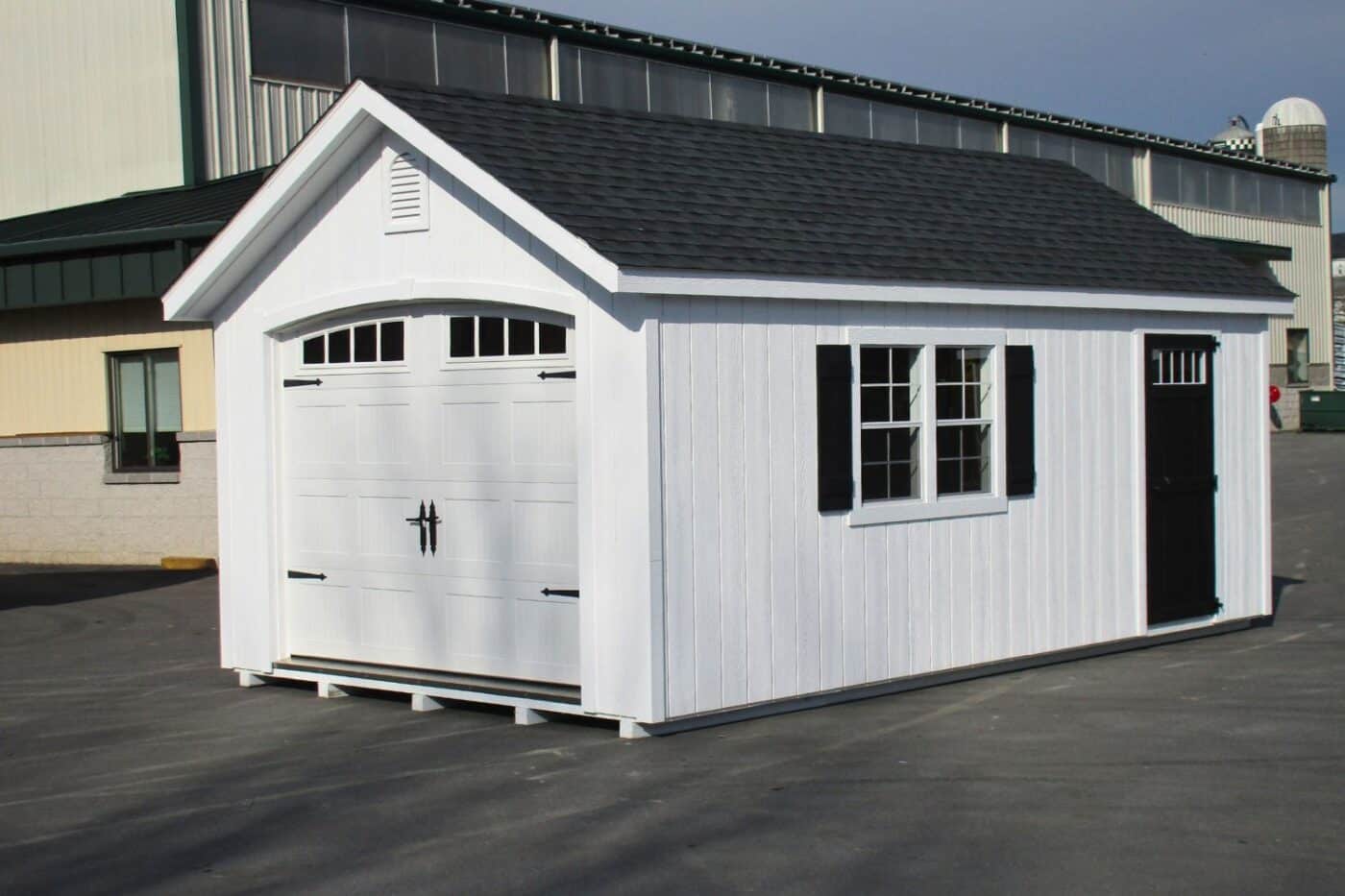 The Designer Workshop Garage 2 White and black painted wood designer workshop garage shed