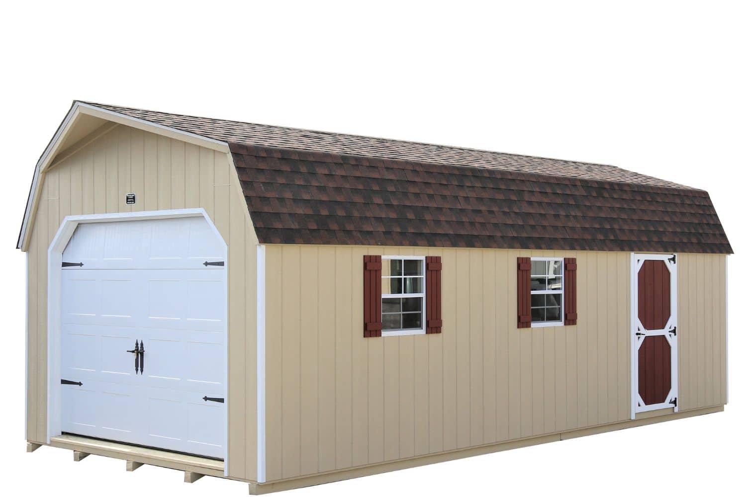 Wood exterior standard high barn garage shed with no background