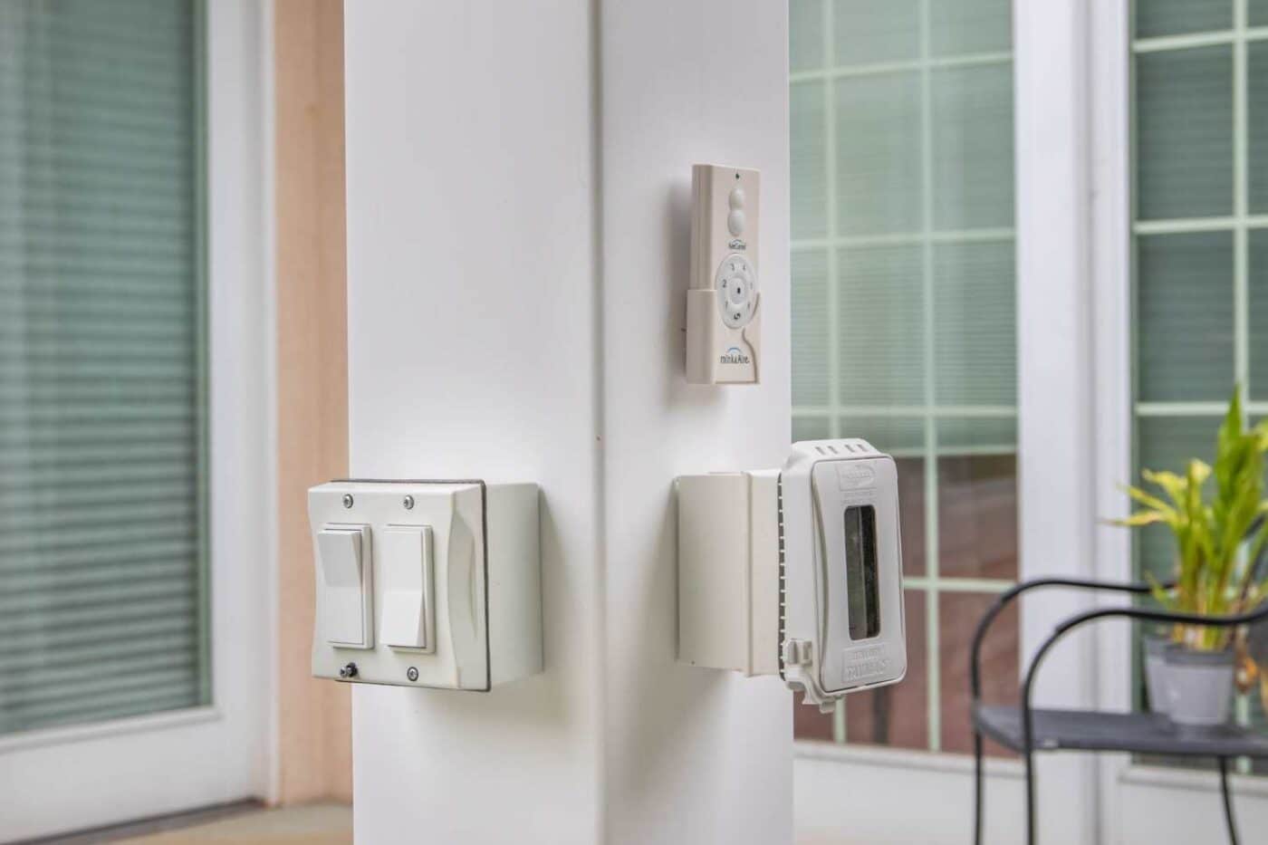 Pavilion Electrical Package 1 View of electrical switches on vinyl pavilion post