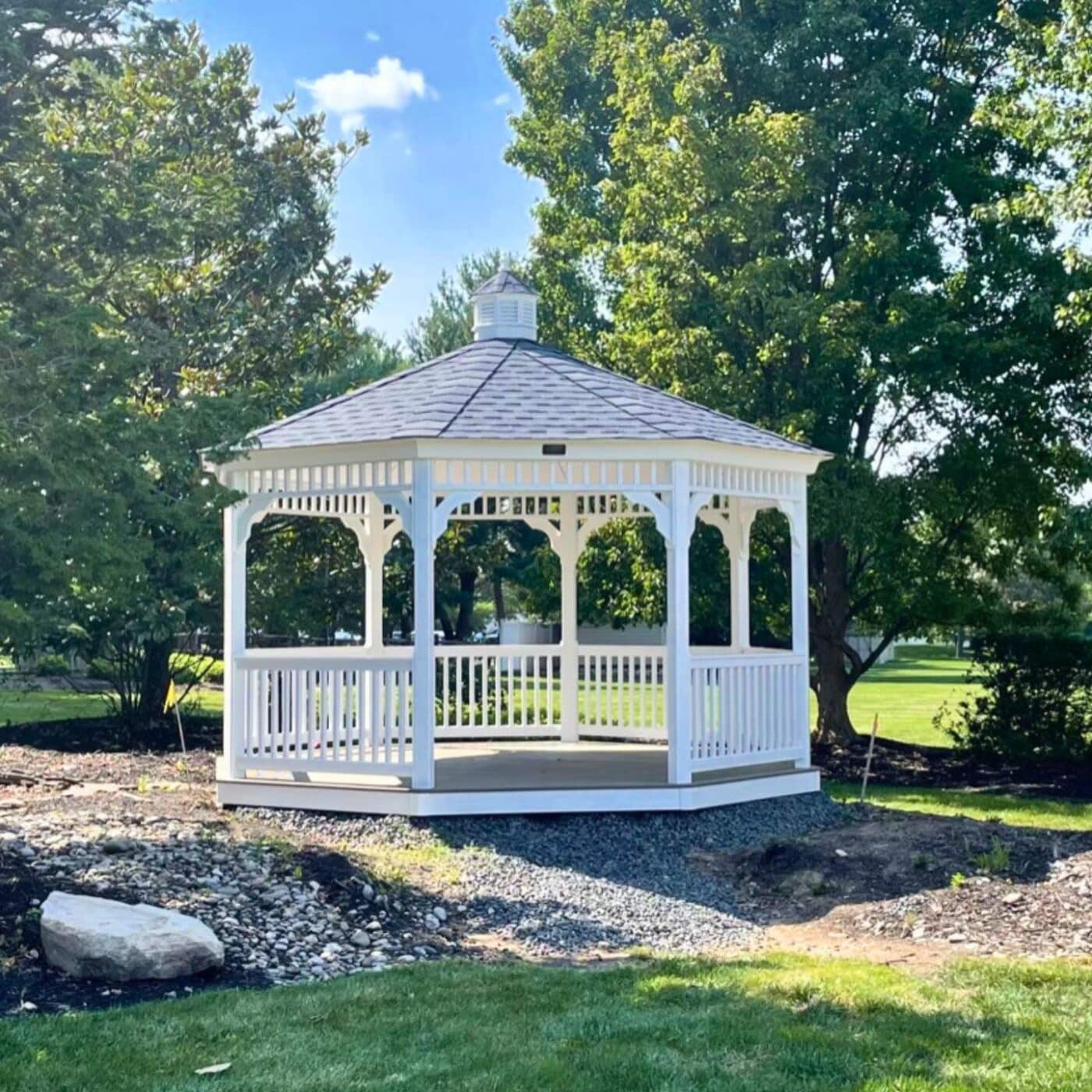 Vinyl Octagon in yard/garden 